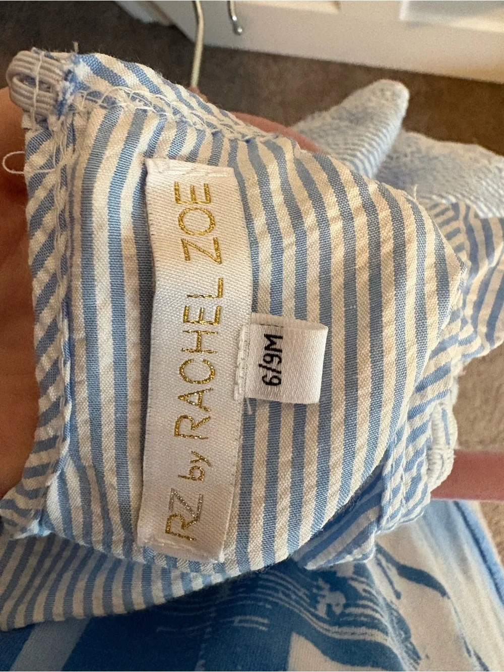 Rachel Zoe Light Blue and White Striped Ruffle One-Piece